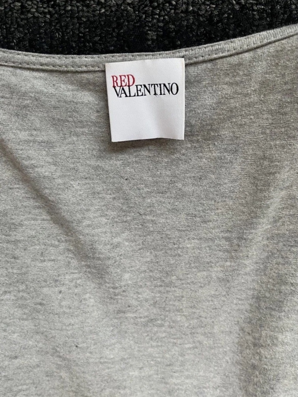 RED Valentino Grey Tulle Sleeveless Mini Dress Black Ruffle V-Neck Cotton Sz M - Picture 9 of 11